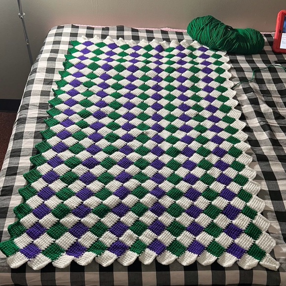 Handmade crochet throw blanketVTG Crochet Blanket Handmade Throw Quilt Multico
